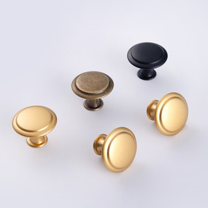 Round Cabinet <b>Knob</b> Iron Zinc Alloy 27mm Minimalist Design For Drawer Furniture Handle <b>Black</b> Bronze Gold - Product Image 2