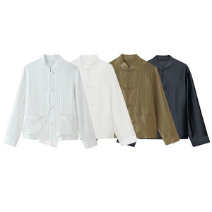 KAR&OT ZA <span class=keywords><strong>Camicia</strong></span> da <span class=keywords><strong>donna</strong></span> estiva 2026 nuova casual semplice a maniche lunghe girocollo in raso con nodo e bottoni 4786166 - Product Image 1