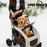 Poussette pour chien de grande taille en acier carbone, pliable, 4 roues, ajustement universel, transporteur portable pour voyages en plein air