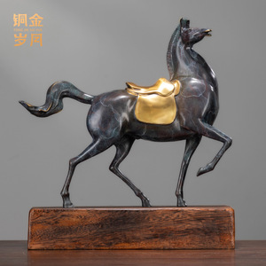 Figura de caballo de latón con detalles en cobre y oro, hecha a mano, decoración artística de mesa para sala de estar, regalos empresariales - Product Image 2
