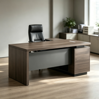 Bureau de direction moderne en forme de L avec tiroirs, grand bureau de travail