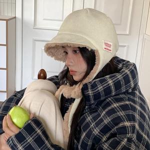 Chapeau seau chaud de style coréen avec doublure en polaire pour femme, automne-hiver, coupe-vent, couvre-oreilles, beige, rouge, noir, kaki, camel, gris - Product Image 4