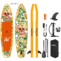 Planche de paddle gonflable SUP tout terrain de 11' (335 cm) avec impression intégrale, ensemble complet de voile, planche de surf gonflable