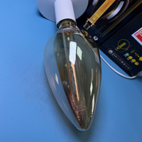 Ampoule LED à filament E27, type bougie, D105, pointe flamme, 3W, 1800K, verre ambré extra chaud, pour lustre et éclairage suspendu