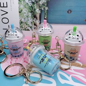 Cat Boba <b>Keychain</b> Acrylic, Liquid Milk Bottle <b>Keychain</b> <b>Anime</b> Car Key Chain/ - Product Image 1