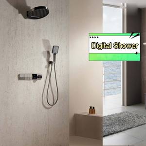 Ducha <span class=keywords><strong>de</strong></span> <span class=keywords><strong>cascada</strong></span> oculta <span class=keywords><strong>de</strong></span> latón Gris Bronce, pantalla Digital termoplástica, ducha <span class=keywords><strong>de</strong></span> aumento <span class=keywords><strong>de</strong></span> presión controlada por temperatura - Product Image 2