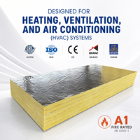 Panneau de laine de verre CE pour CVC (Chauffage, Ventilation, Climatisation) 48kg 25mm, isolation thermique pour climatisation, panneaux de laine de verre avec feuille d'aluminium