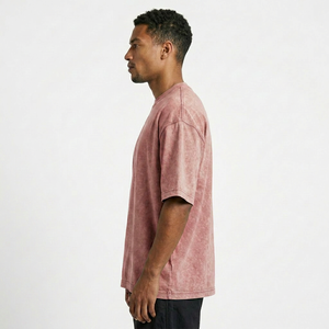 Camiseta de Hombre con Lavado Ácido, Algodón Grueso, Estilo Vintage, Corte Holgado, Cuello Redondo, Manga Corta, Ropa Urbana Casual, Moda Premium - Product Image 5