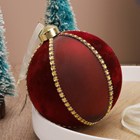 Arrangement de fête d'affichage de fenêtre ornements d'arbre de Noël décorations de boule de verre de Noël floqué vert rouge