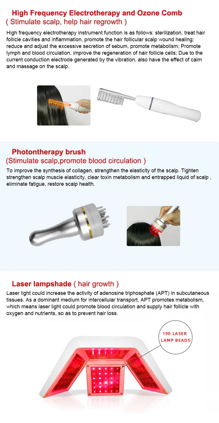 LLLT Laser Anti-Hair Loss Treatment Equipment 650Nm Scalp Massage Led Laser Device For Hair Growth With Hair Follicle Detection