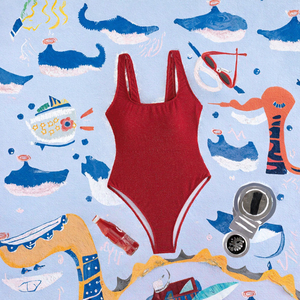 Maillot de bain une pièce texturé sans dos en tricot brésilien, 13 couleurs unies, tankini, jammer de natation, 100 % polyester - Product Image 3