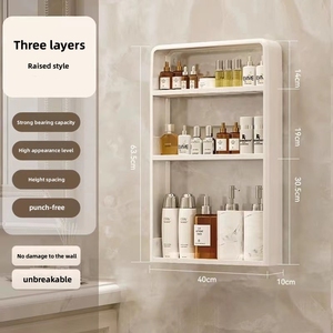 Étagère de rangement murale en plastique à <span class=keywords><strong>3</strong></span> couches pour salle de bain avec crochet de tiroir tringle à serviettes pour toilette organisateur d'épices de cuisine cosmétique - Product Image 5