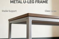 Table asymétrique multi-usage avec plateau en pierre technique et panneau de pieds extérieur plus petit, fini avec un plateau en pierre technique