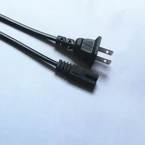 بسعر الجملة HENG-WELL US 2 Pin NEMA 1-15P قابس IEC 320 C7 مجموعة سلك الطاقة PVC 1.8M 1800mm أسود 2 Pin Plug