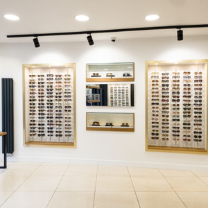 High End Style Wooden Shelf Display <b>Sunglasses</b> Store Display Glasses Cabinet Optical Frame Eyeglass Shelf Display with <b>LED</b> Light - Product Image 5