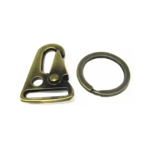 1 Inch HK Dog Gancho Escovado Antique Brass Cor Keychain Clip Carabiner Snap Gancho com Chaveiro Para Strap