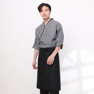 Kimono Giapponese da Chef con Linee Nere e Grigie, Uniforme da Lavoro a Mezza Manica <span class=keywords><strong>per</strong></span> Uomo con Logo Personalizzato <span class=keywords><strong>per</strong></span> Ristoranti di Sushi - Product Image 3
