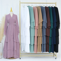 Ensemble 2 pièces Hijab Abaya pour femmes musulmanes LR LR750, élégant, en polyester, col en V, manches longues, longueur au sol, été 2024, dernier design