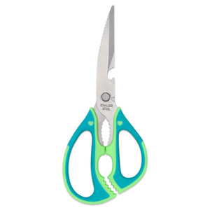 Kitchen Scissors Stainless Steel Blue Green Handle Multi Purpose Home Use - Product Image 4