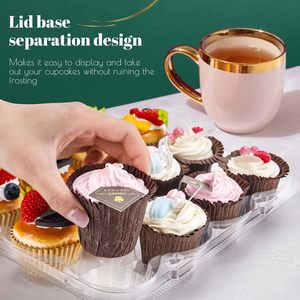 Vente en gros de contenants en plastique jetables pour animaux de compagnie, boîtes à muffins miniatures à 6, 12 ou 24 compartiments, barquettes d'emballage avec couvercle transparent - Product Image 4