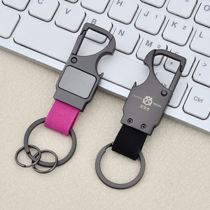Nouveau porte-clés transfrontalier en cuir véritable multifonctionnel avec décapsuleur, porte-clés créatif pour homme, pendentif métallique gravé au laser - Product Image 5