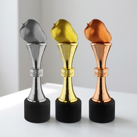 Trophée Pomme Personnalisé Style Moderne, Doré, Plaqué Or, pour Événements, Articles Souvenirs Élégants