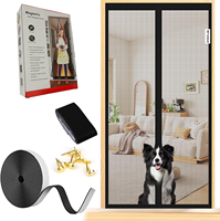 Rideau de porte magnétique anti-moustiques noir moderne pour chambre, salon, cuisine, installation facile, maille en fibre de verre