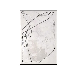 Peinture abstraite texturée à lignes neutres minimalistes, 100% peinte à la main sur toile, décoration intérieure, œuvre d'art pour la maison - Product Image 6