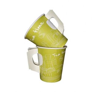 Gobelets en carton jetables personnalisables à paroi simple de 9 oz avec poignées, pour thé, café et soupe – Meilleure vente - Product Image 2