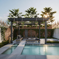 Pergola à lames orientables en aluminium avec toit réglable et gouttière de style européen, gazebo extérieur robuste pour patio et jardin