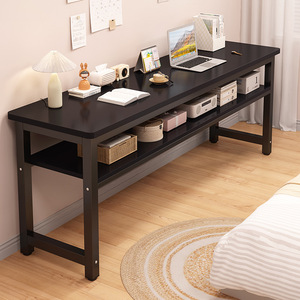 Solid Wood Long Desk Double Layer Workbench Simple Computer Desk For Student Home Small Apartment Narrow Wall Mounted - Product Image 4