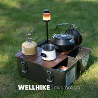 Boîte à lunch en métal WELLHIKE pour le camping en plein air - Accessoires vintage pour le plein air pour le stockage du café et du thé