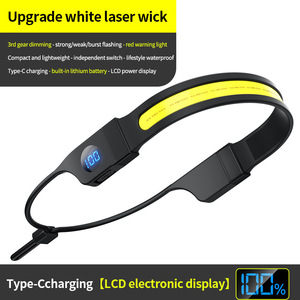 Linterna frontal Cob con batería incorporada, carga tipo C, pantalla digital, fuente de luz dual, linterna frontal de silicona de alta intensidad - Product Image 5