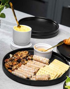 Logotipo personalizado Mate fino plano negro <span class=keywords><strong>melamina</strong></span> <span class=keywords><strong>vajilla</strong></span> Fruta <span class=keywords><strong>melamina</strong></span> comida servir platos plato <span class=keywords><strong>melamina</strong></span> - Product Image 4