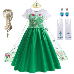 Robe de soirée de carnaval et de <span class=keywords><strong>reine</strong></span> <span class=keywords><strong>des</strong></span> <span class=keywords><strong>neiges</strong></span>, tenue princesse Elsa, déguisement avec cape - Product Image 1
