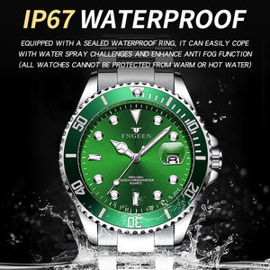 Reloj Deportivo de Cuarzo para Hombre FNGEEN de Lujo, Verde Luminoso, con Calendario, Resistente al Agua 3 ATM, de Acero Inoxidable, Venta al Por Mayor - Product Image 6
