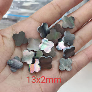 Perles en nacre naturelle blanches/noires/jaunes, bijoux trèfle à quatre feuilles, perles en nacre en vrac - Product Image 2