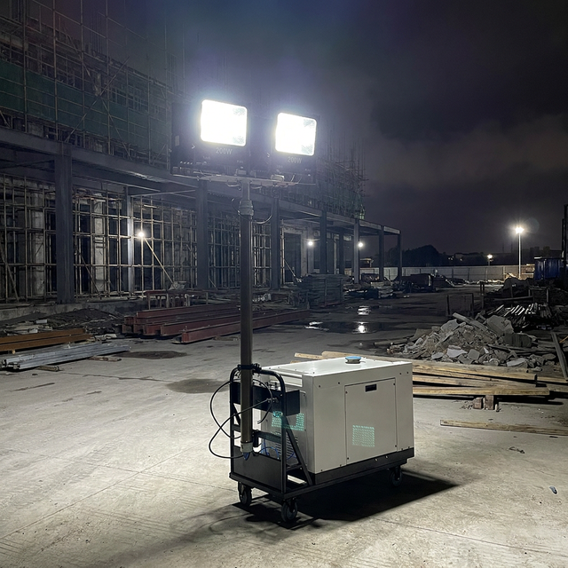 Portable Trailer Light Tower Diesel Mobile 6x400W LED Mobile Diesel Light Towers with ATS Remote Monitoring for Small Farm Use