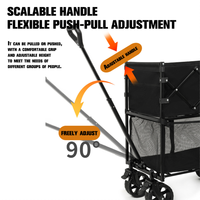 Chariot de courses et de camping pliable en acier inoxydable noir standard, capacité 200L, quatre roues, étanche, OEM, pour jardin