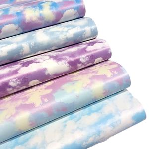 定制0.7毫米云图案乙烯基织物雷辛人造人造合成印花皮革包手袋鞋笔记本 - Product Image 1