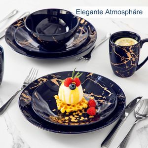 <span class=keywords><strong>Service</strong></span> de table pour 6 personnes, <span class=keywords><strong>vaisselle</strong></span> en <span class=keywords><strong>porcelaine</strong></span> moderne complète, 24 pièces (assiettes plates, bols à dessert) - Product Image 4