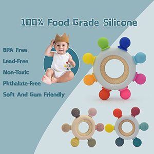 Nouveau-né bébé jouet de <span class=keywords><strong>dentition</strong></span> <span class=keywords><strong>anneau</strong></span> en <span class=keywords><strong>Silicone</strong></span> souple avec <span class=keywords><strong>anneau</strong></span> de <span class=keywords><strong>dentition</strong></span> en bois produit de <span class=keywords><strong>dentition</strong></span> pour bébé - Product Image 2