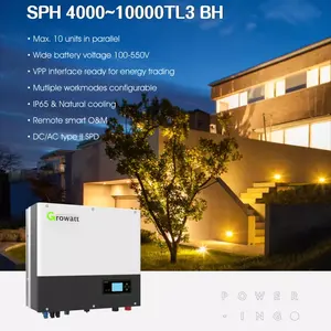 الهجين الشمسية 3kw 5kw 6kw محض الشرط موجة Growatt Sph3000 Sph5000 Sph6000 وإيقاف الشبكة الشمسية عاكس الطاقة