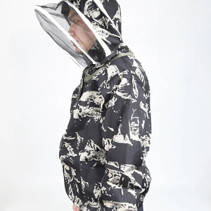 Pomelo New Black Camouflage Beekeeping Clothes Foldable Protective Veil Jacket Double Zippered Beekeeper <b>Suit</b> Hat Equipment - Product Image 2