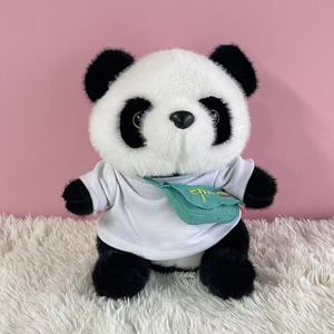 Peluche <span class=keywords><strong>Panda</strong></span> de 20 cm, jouet en peluche personnalisé avec logo sur chemise, divers ensembles, tissu en peluche courte et douce, poupées pour bébés - Product Image 6