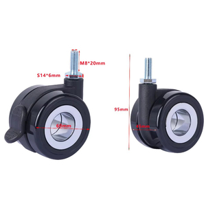 Modern 2.5 Inch 60mm PU 360 Swivel Hollow Hubless Screw Brake Casters 35kg Silent Eco Durable Office Chair <b>Replacement</b> <b>Wheels</b> - Product Image 6