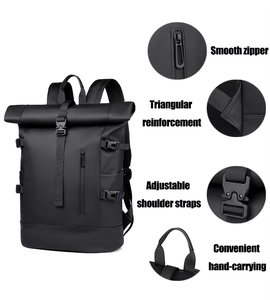 Sac à dos pour ordinateur portable 2026 à fermeture roll-top, grande capacité, imperméable et résistant aux rayures, pour étudiants et professionnels (hommes et femmes) - Product Image 2