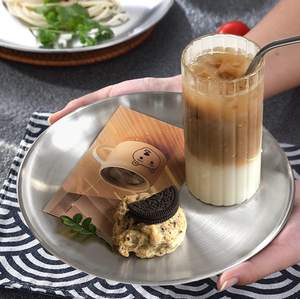 Set di 4 Piatti in Acciaio Inox da 8 Pollici con Borsa in Cotone, Piatti Rotondi in Metallo 18/8 Lavabili in Lavastoviglie per Servire e Campeggio - Product Image 4