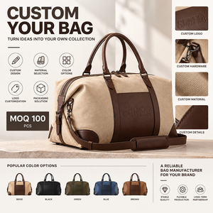 Bolsa de Viaje Vintage para Hombre, Gran Capacidad, Bolsa de Fin de Semana, Equipaje de Mano, para Viajes de Negocios, Personalizable OEM ODM - Product Image 1