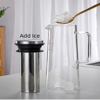 Carafe en verre résistant à la chaleur 1L/1.4L pour café glacé et infuseur à thé avec filtre amovible en acier inoxydable